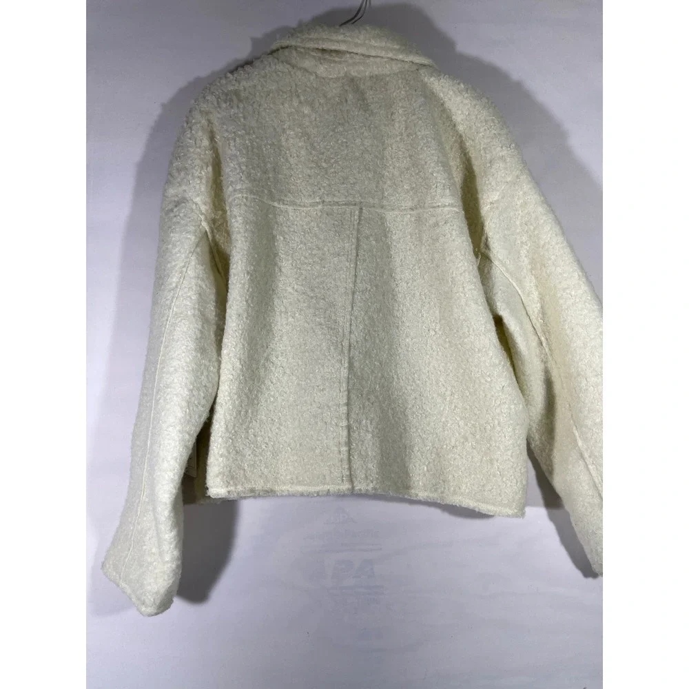 Love For Humanity Black Label Jacket Women XL Cream Faux Shearling Teddy Zip‎ - Picture 2 of 10